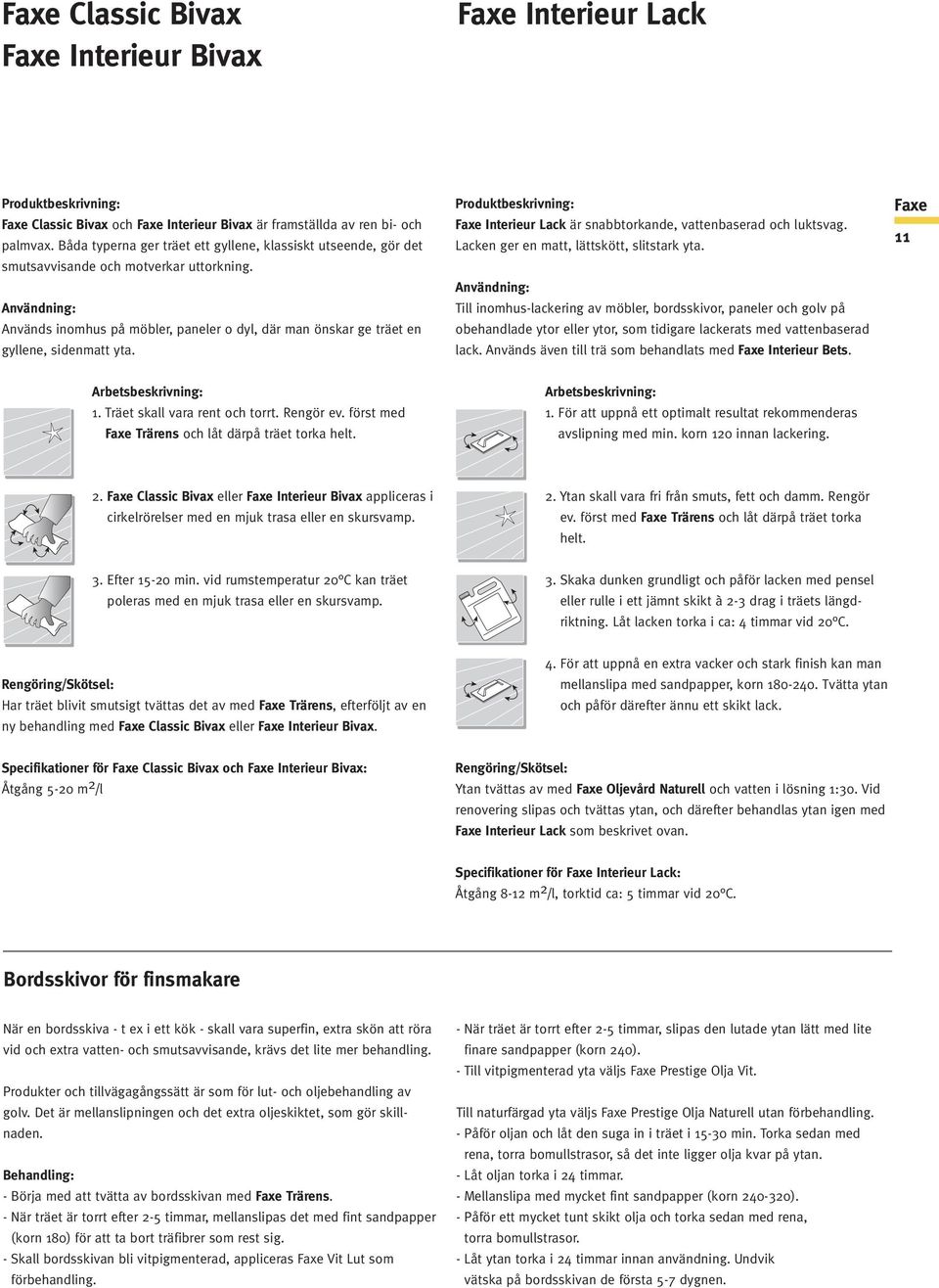 Interieur Lack är snabbtorkande, vattenbaserad och luktsvag. Lacken ger en matt, lättskött, slitstark yta.