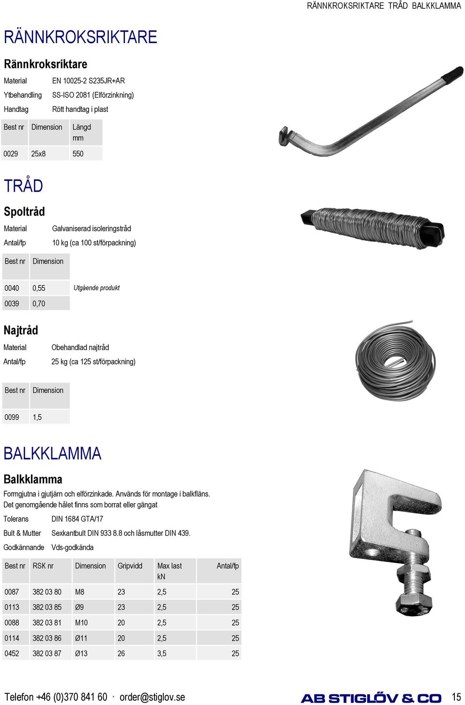 Dimension 0099 1,5 BALKKLAMMA Balkklamma Formgjutna i gjutjärn och elförzinkade. Används för montage i balkfläns.