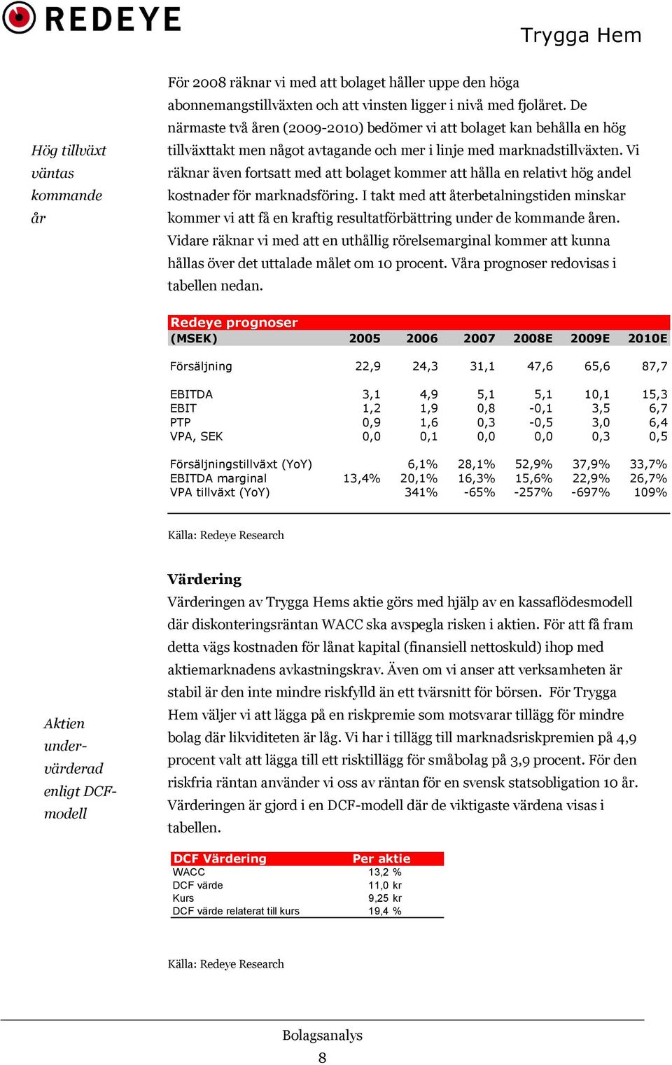 Vi räknar även fortsatt med att bolaget kommer att hålla en relativt hög andel kostnader för marknadsföring.