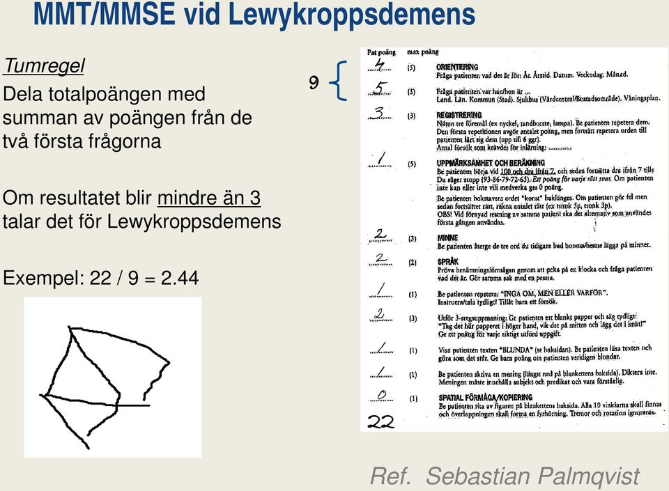 frågorna 9 Om resultatet blir mindre än 3 talar det för