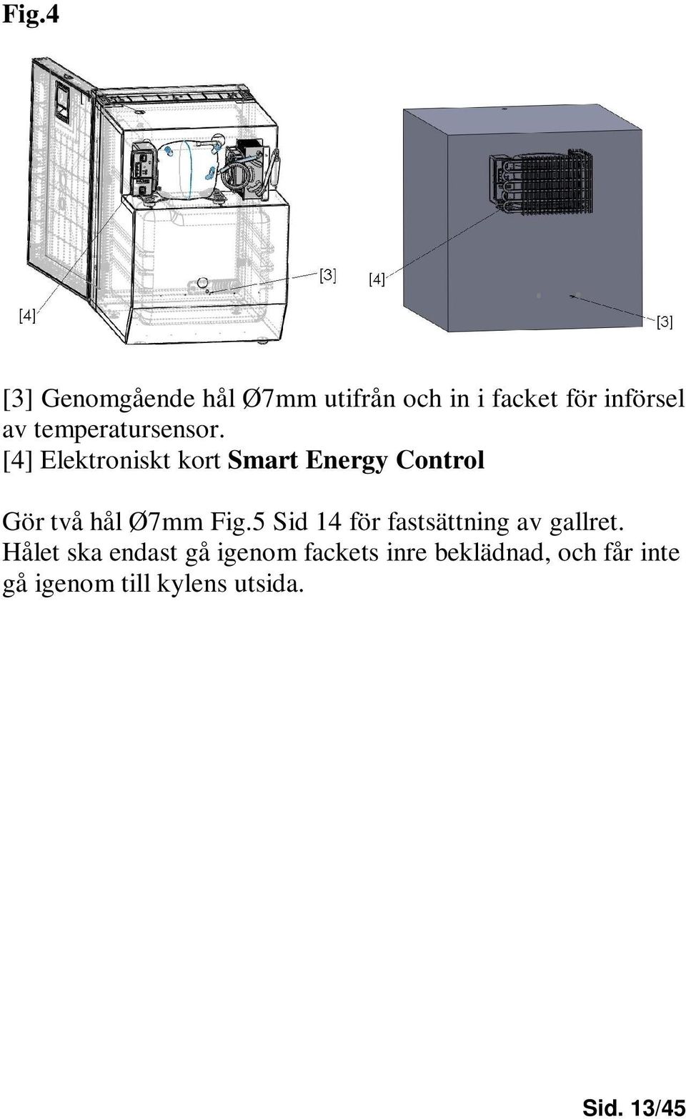 [4] Elektroniskt kort Smart Energy Control Gör två hål Ø7mm Fig.