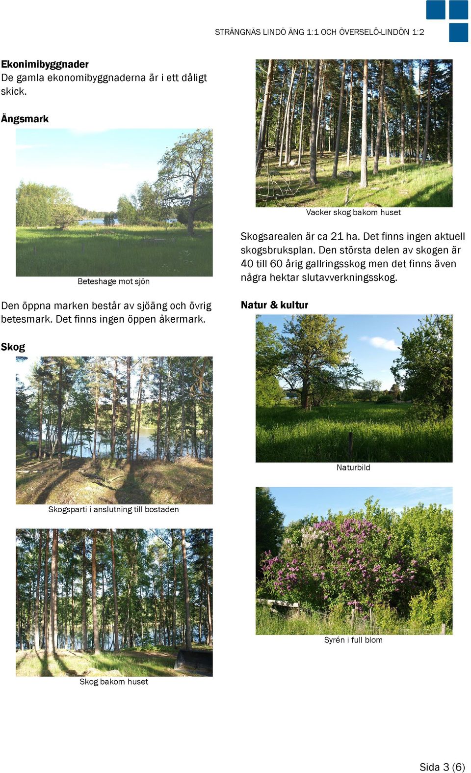 Det finns ingen öppen åkermark. Skogsarealen är ca 21 ha. Det finns ingen aktuell skogsbruksplan.