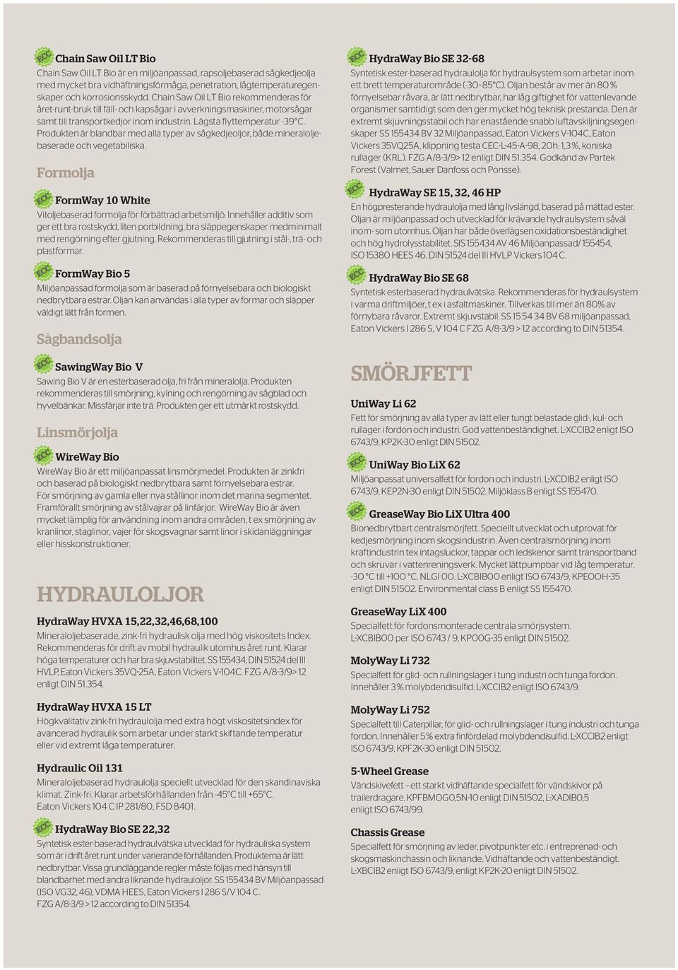 Produkten är blandbar med alla typer av sågkedjeoljor, både mineraloljebaserade och vegetabiliska. Formolja FormWay 10 White Vitoljebaserad formolja för förbättrad arbetsmiljö.