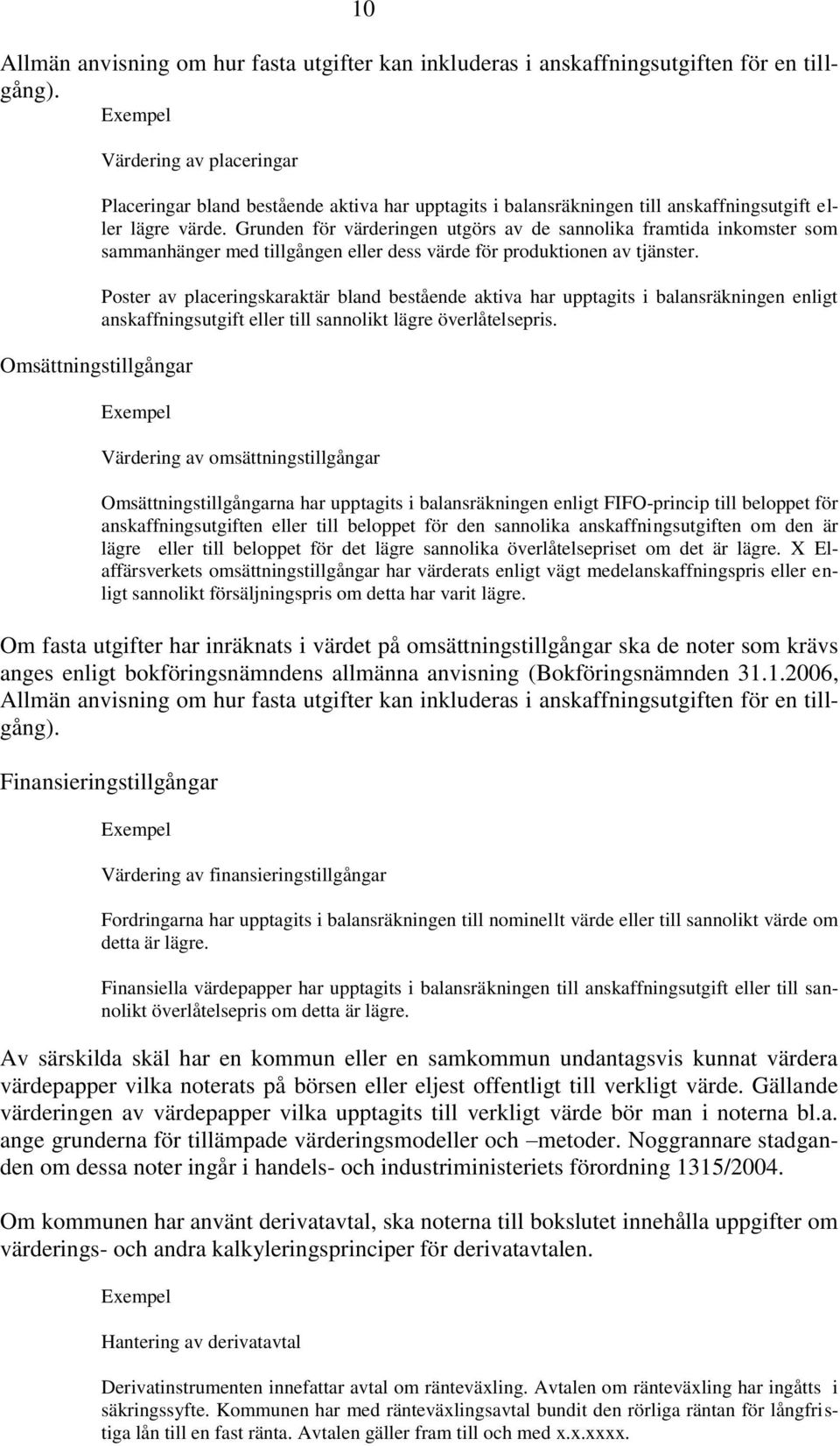 Grunden för värderingen utgörs av de sannolika framtida inkomster som sammanhänger med tillgången eller dess värde för produktionen av tjänster.