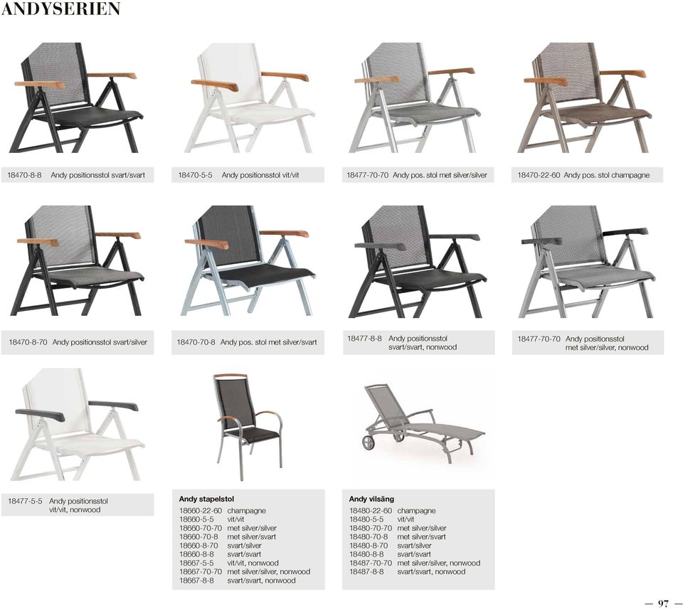 stol met silver/svart 18477-8-8 Andy positionsstol svart/svart, nonwood 18477-70-70 Andy positionsstol met silver/silver, nonwood 18477-5-5 Andy positionsstol vit/vit, nonwood Andy stapelstol