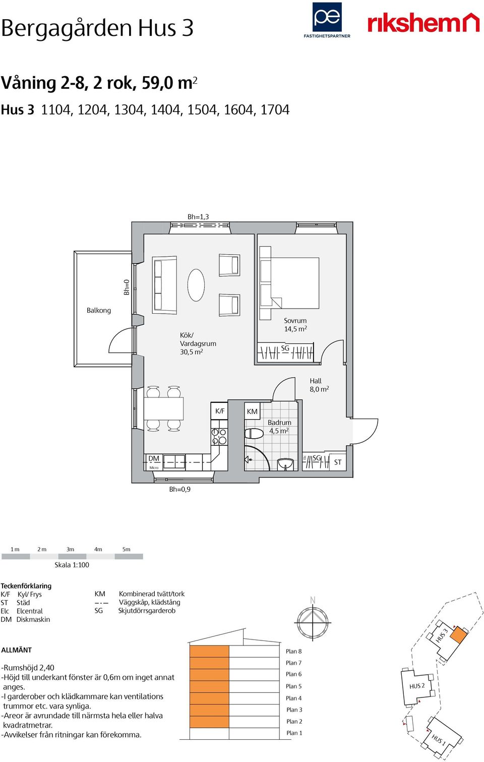 Bh=0 Balkong 30,5 m 2 Sovrum 14,5 m 2 8,0