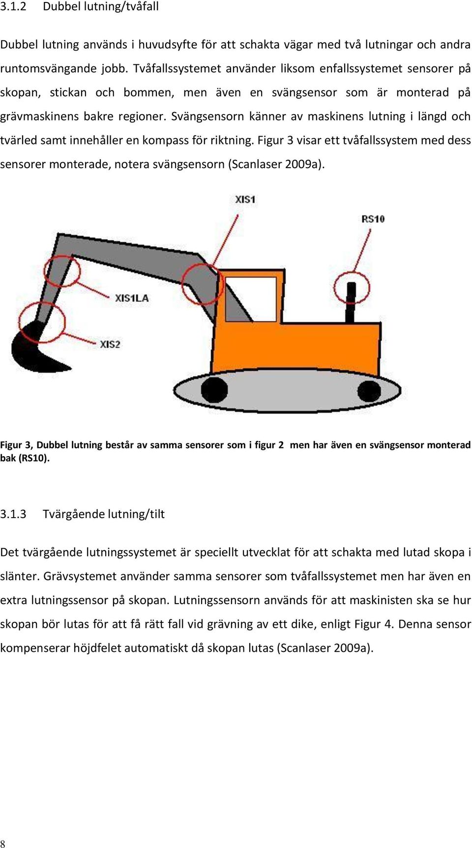 Svängsensorn känner av maskinens lutning i längd och tvärled samt innehåller en kompass för riktning.
