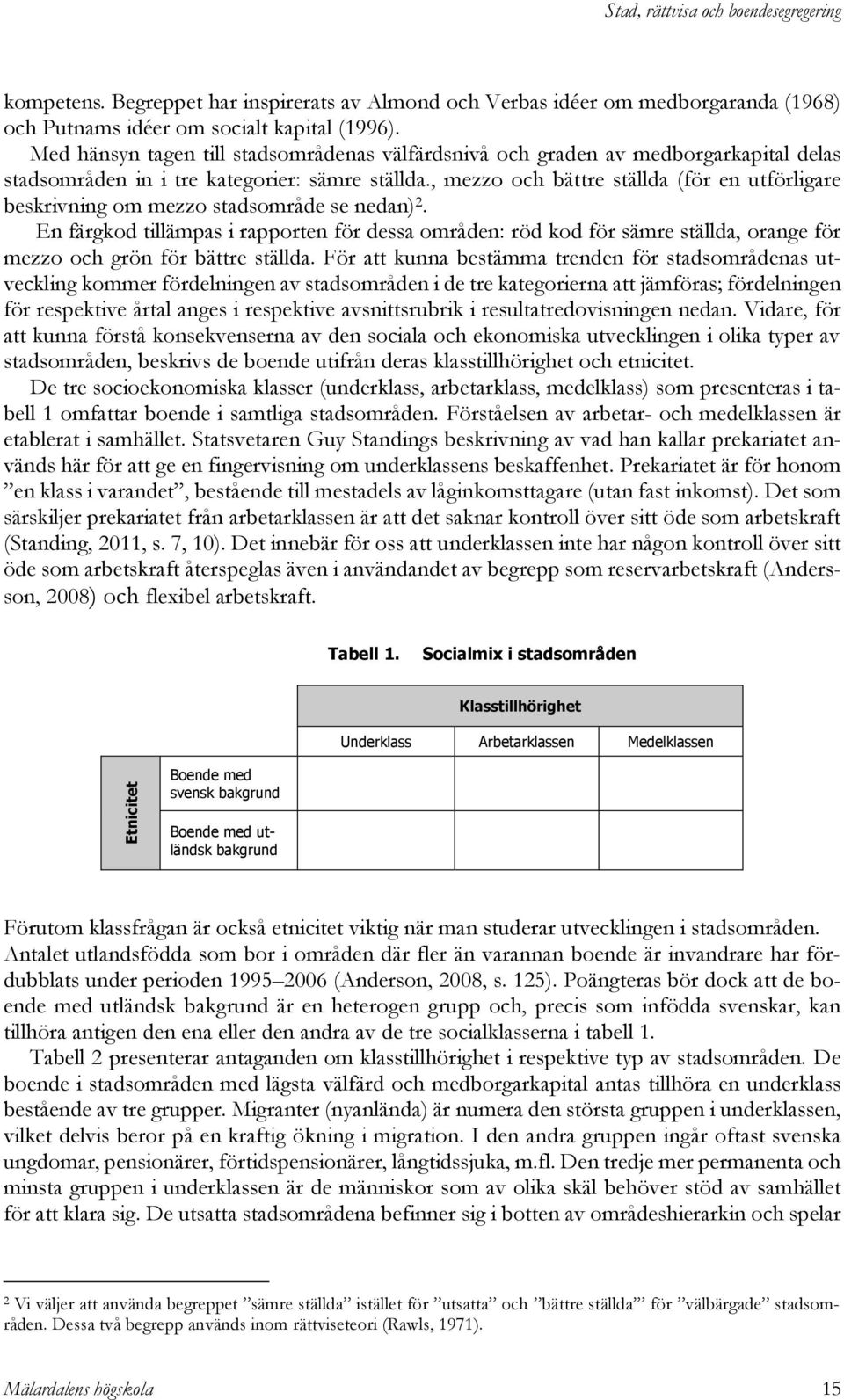 , mezzo och bättre ställda (för en utförligare beskrivning om mezzo stadsområde se nedan) 2.