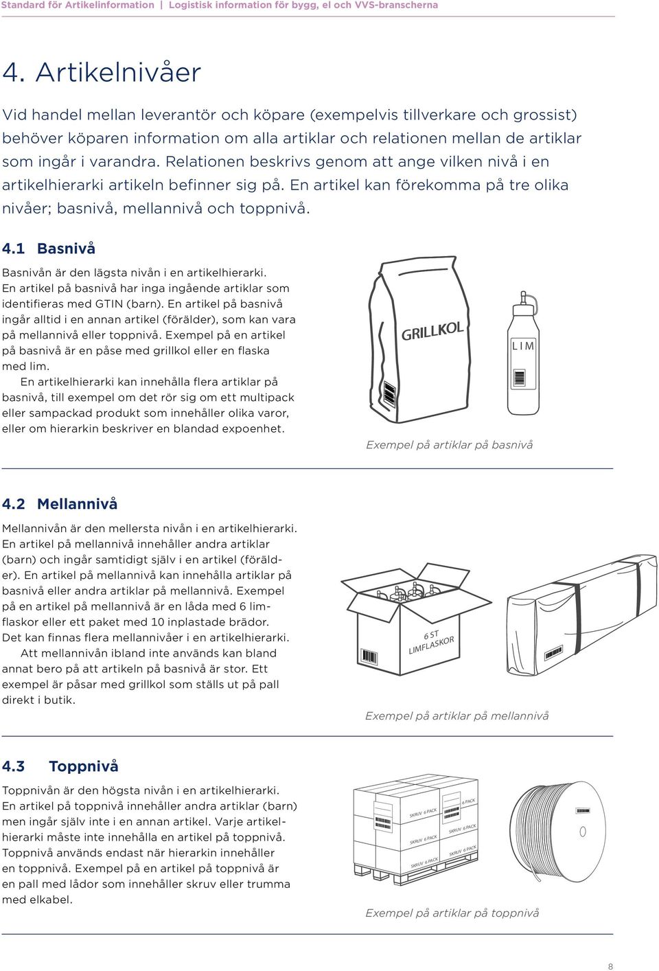 Relationen beskrivs genom att ange vilken nivå i en artikelhierarki artikeln befinner sig på. En artikel kan förekomma på tre olika nivåer; basnivå, mellannivå och toppnivå. 4.