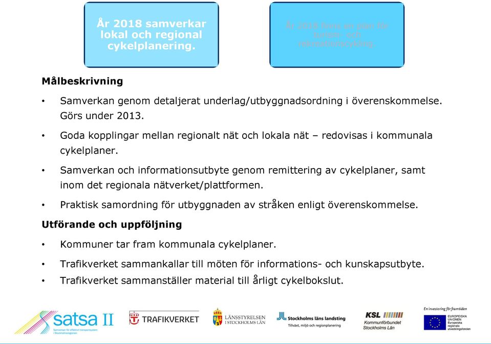 Goda kopplingar mellan regionalt nät och lokala nät redovisas i kommunala cykelplaner.