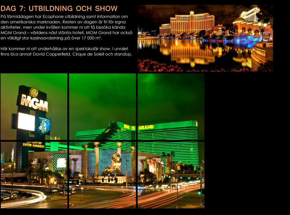 näst största hotell. MGM Grand har också en väldigt stor kasinoavdelning på över 17 000 m².