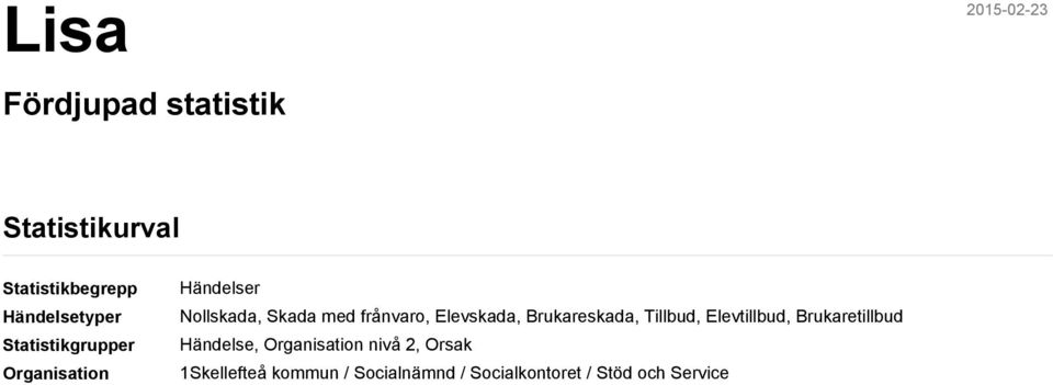 frånvaro, Elevskada, Brukareskada, Tillbud, Elevtillbud, Brukaretillbud