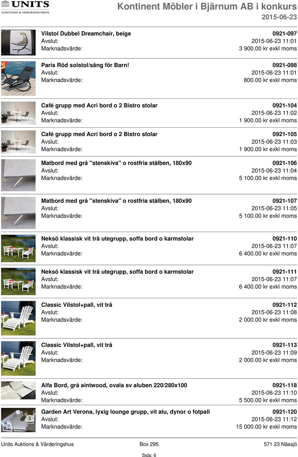 00 kr exkl moms Matbord med grå "stenskiva" o rostfria stålben, 180x90 0921-106 Avslut: 11:04 5 100.00 kr exkl moms Matbord med grå "stenskiva" o rostfria stålben, 180x90 0921-107 Avslut: 11:05 5 100.