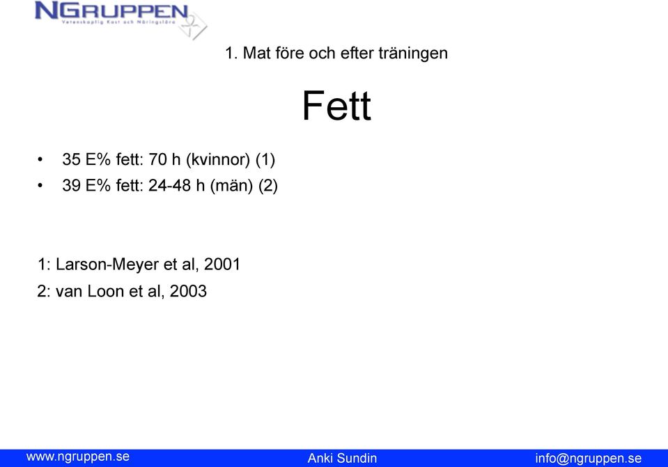 fett: 24-48 h (män) (2) 1: