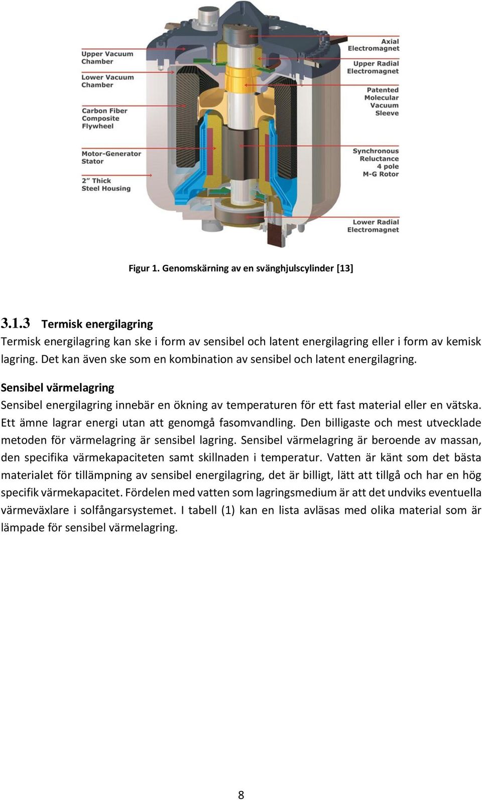 Ett ämne lagrar energi utan att genomgå fasomvandling. Den billigaste och mest utvecklade metoden för värmelagring är sensibel lagring.