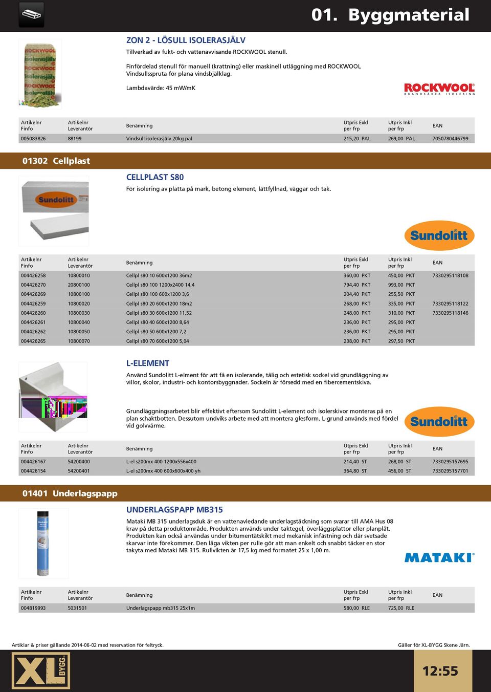 Lambdavärde: 45 mw/mk 005083826 88199 Vindsull isolerasjälv 20kg pal 215,20 PAL 269,00 PAL 7050780446799 01302 Cellplast CELLPLAST S80 För isolering av platta på mark, betong element, lättfyllnad,