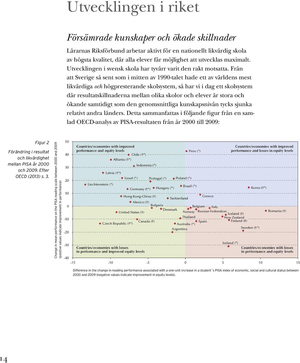 Från att Sverige så sent som i mitten av 1990-talet hade ett av världens mest likvärdiga och högpresterande skolsystem, så har vi i dag ett skolsystem där resultatskillnaderna mellan olika skolor och