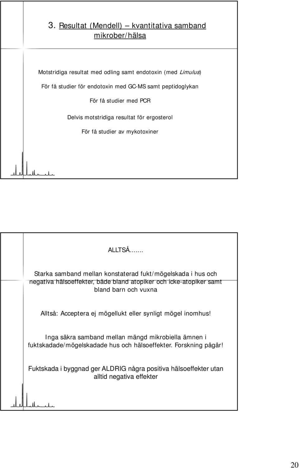 .. Starka samband mellan konstaterad fukt/mögelskada i hus och negativa hälsoeffekter, både bland atopiker och icke-atopiker samt bland barn och vuxna Alltså: Acceptera ej