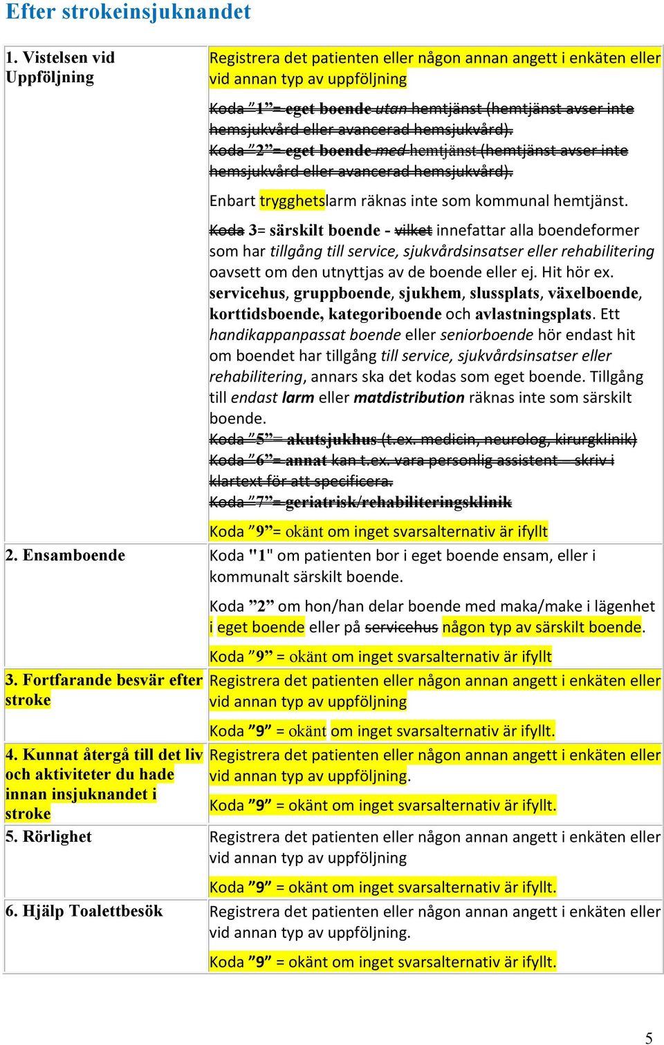 Koda 3= särskilt boende - vilket innefattar alla boendeformer som har tillgång till service, sjukvårdsinsatser eller rehabilitering oavsett om den utnyttjas av de boende eller ej. Hit hör ex.