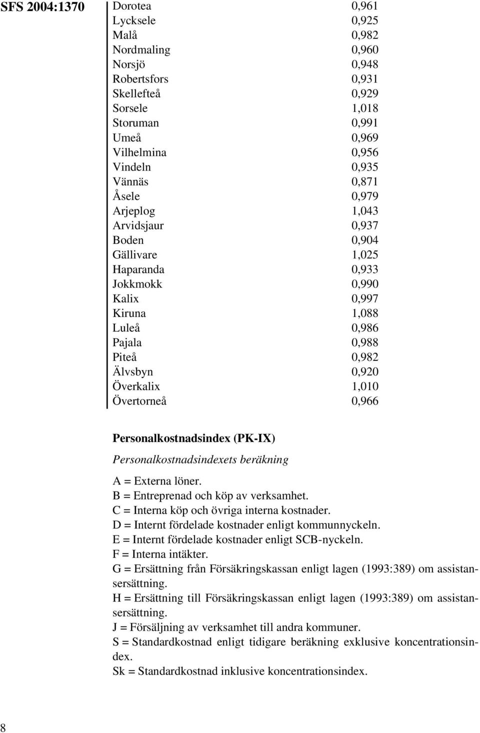 1,010 Övertorneå 0,966 Personalkostnadsindex (PK-IX) Personalkostnadsindexets beräkning A = Externa löner. B = Entreprenad och köp av verksamhet. C = Interna köp och övriga interna kostnader.