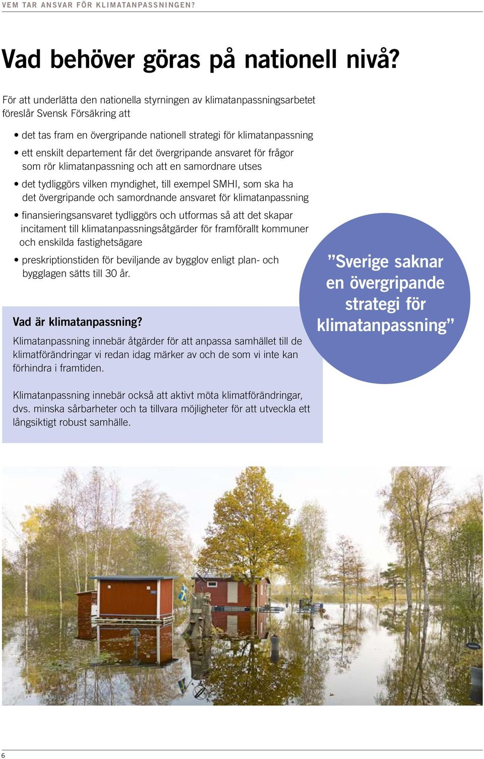 får det övergripande ansvaret för frågor som rör klimatanpassning och att en samordnare utses det tydliggörs vilken myndighet, till exempel SMHI, som ska ha det övergripande och samordnande ansvaret