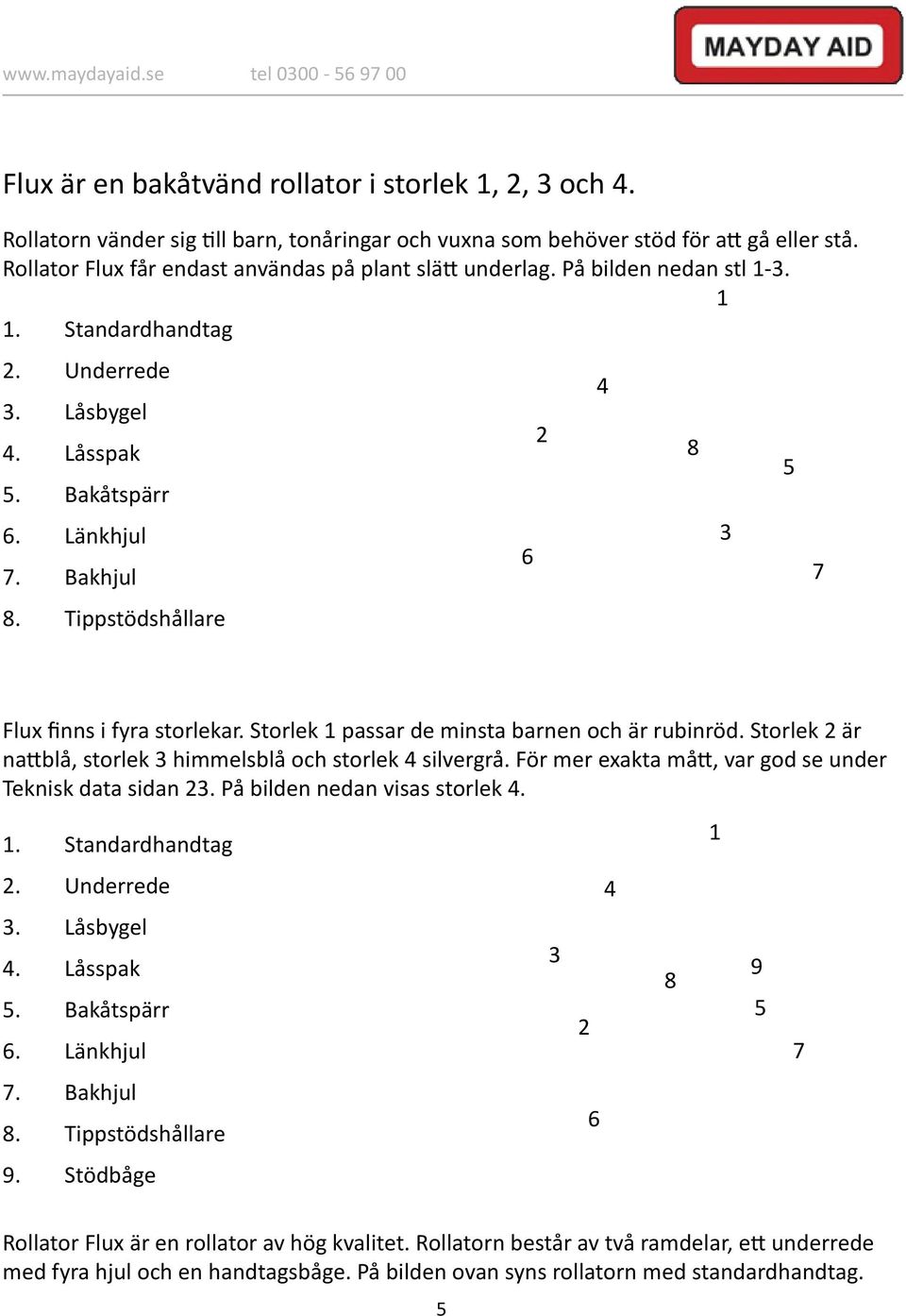 Tippstödshållare Flux finns i fyra storlekar. Storlek 1 passar de minsta barnen och är rubinröd. Storlek 2 är nattblå, storlek 3 himmelsblå och storlek 4 silvergrå.