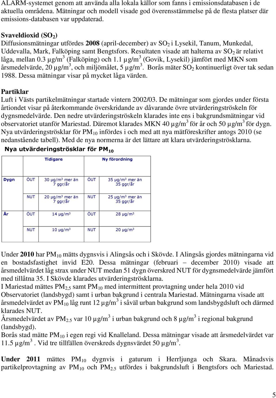 Svaveldioxid (SO 2 ) Diffusionsmätningar utfördes 2008 (april-december) av SO 2 i Lysekil, Tanum, Munkedal, Uddevalla, Mark, Falköping samt Bengtsfors.