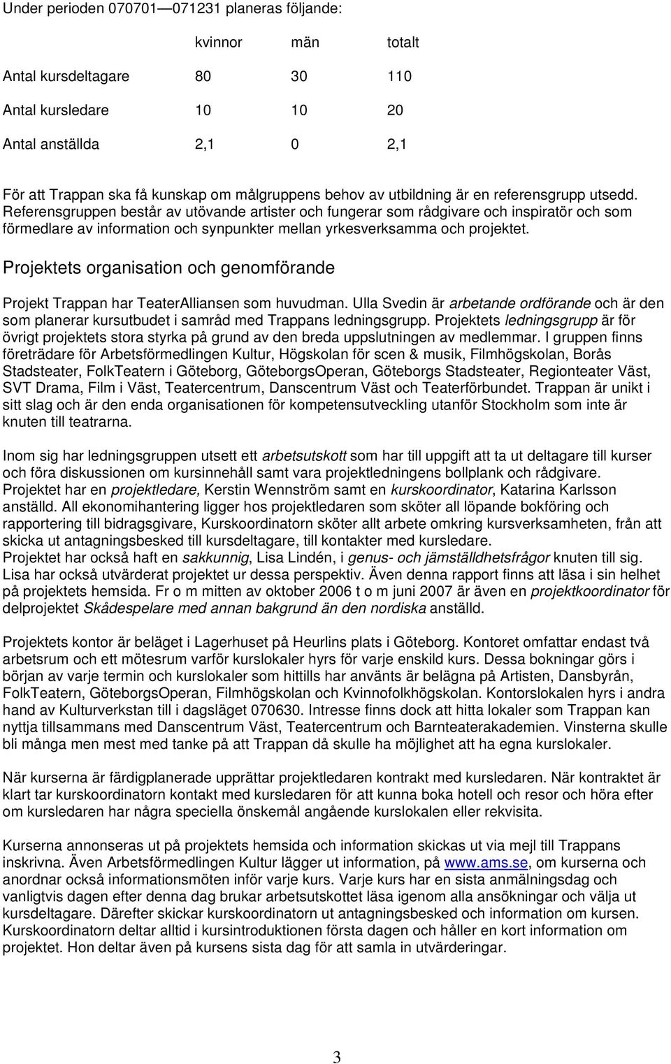 Referensgruppen består av utövande artister och fungerar som rådgivare och inspiratör och som förmedlare av information och synpunkter mellan yrkesverksamma och projektet.