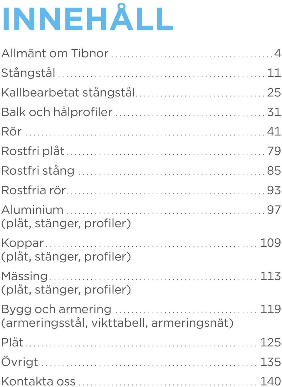 ..97 (plåt, stänger, profiler) Koppar... 109 (plåt, stänger, profiler) Mässing.