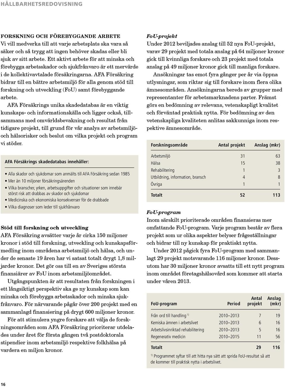 AFA Försäkring bidrar till en bättre arbetsmiljö för alla genom stöd till forskning och utveckling (FoU) samt förebyggande arbete.