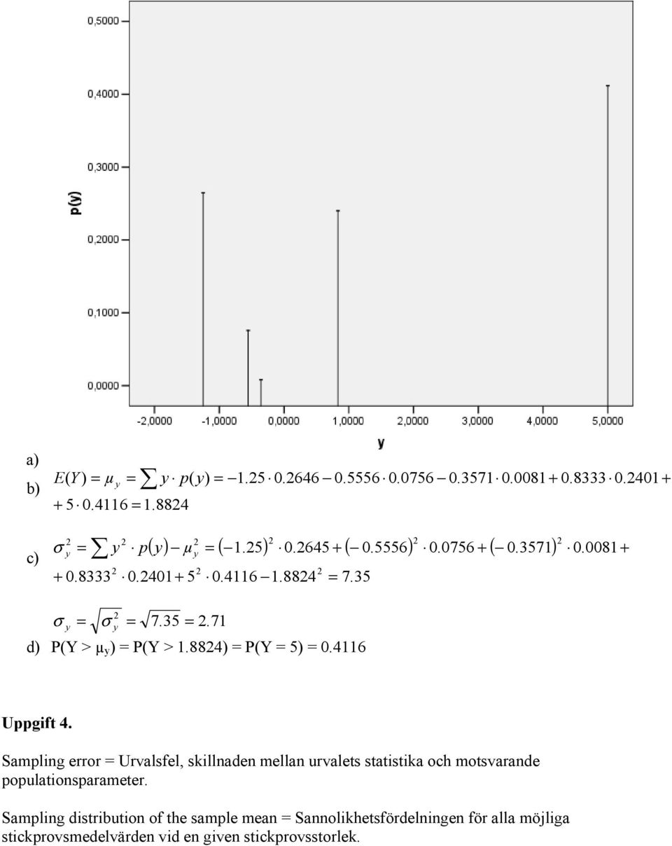 884) = P(Y = 5) = 0.4116 Uppgift 4.