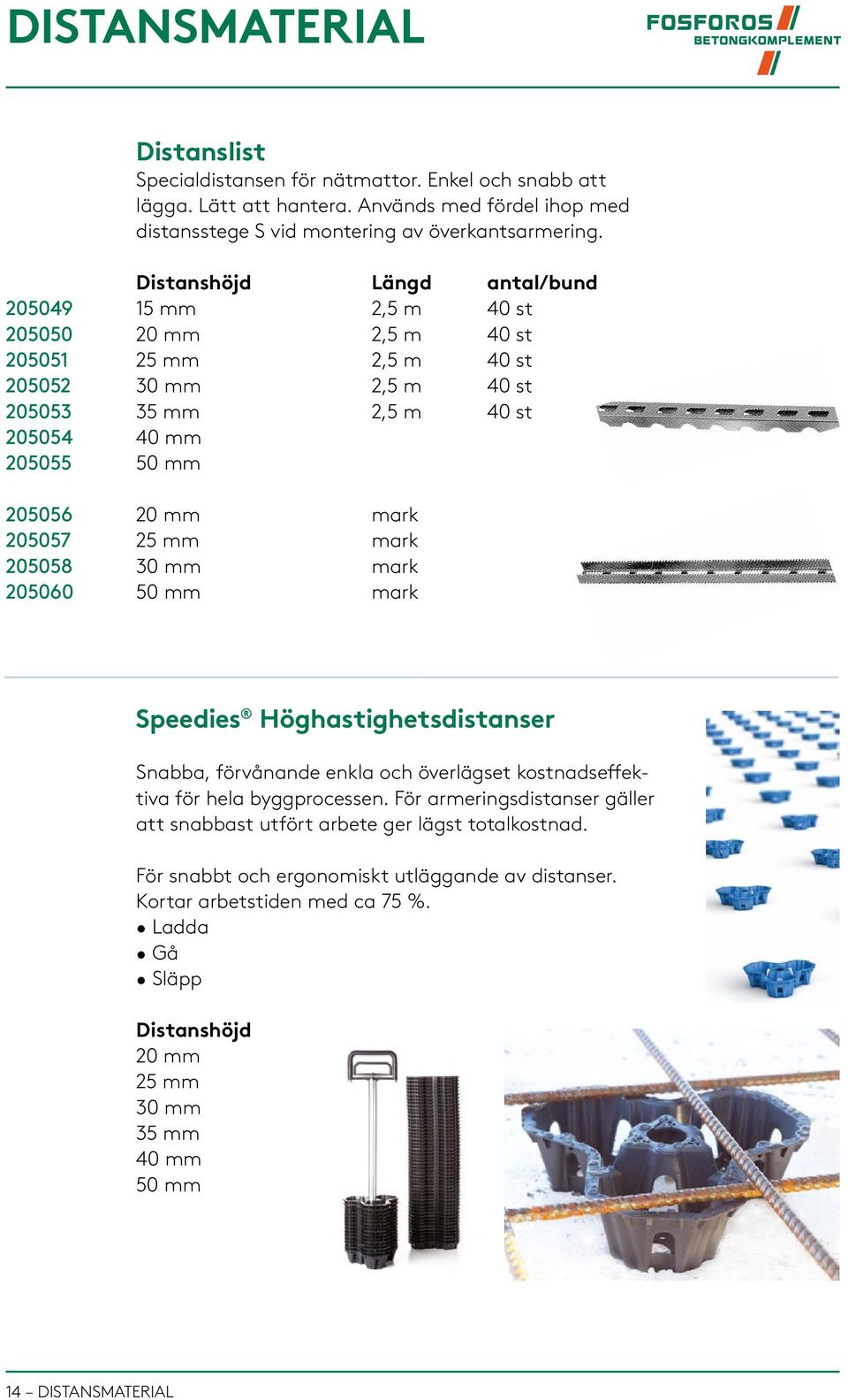 mm 50 mm 20 mm mark 25 mm mark 30 mm mark 50 mm mark Speedies Höghastighetsdistanser Snabba, förvånande enkla och överlägset kostnadseffektiva för hela byggprocessen.