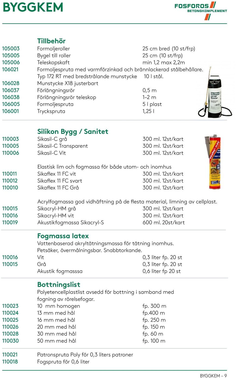 Munstycke X18 justerbart Förlängningsrör 0,5 m Förlängningsrör teleskop 1 2 m Formoljespruta 5 l plast Tryckspruta 1,25 l 110003 110005 110006 Silikon Bygg / Sanitet Sikasil-C grå Sikasil-C