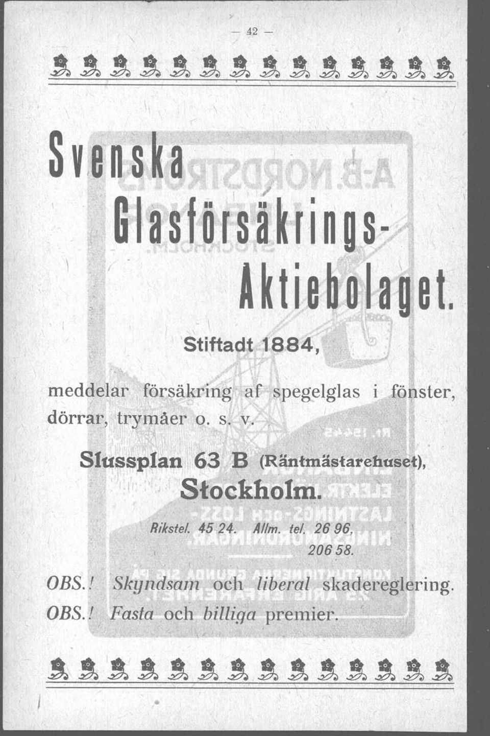 äl1tmästarehuse.n,, \' Stockholm. '\ ' ' Rikstel. 4~ 24. Allm.