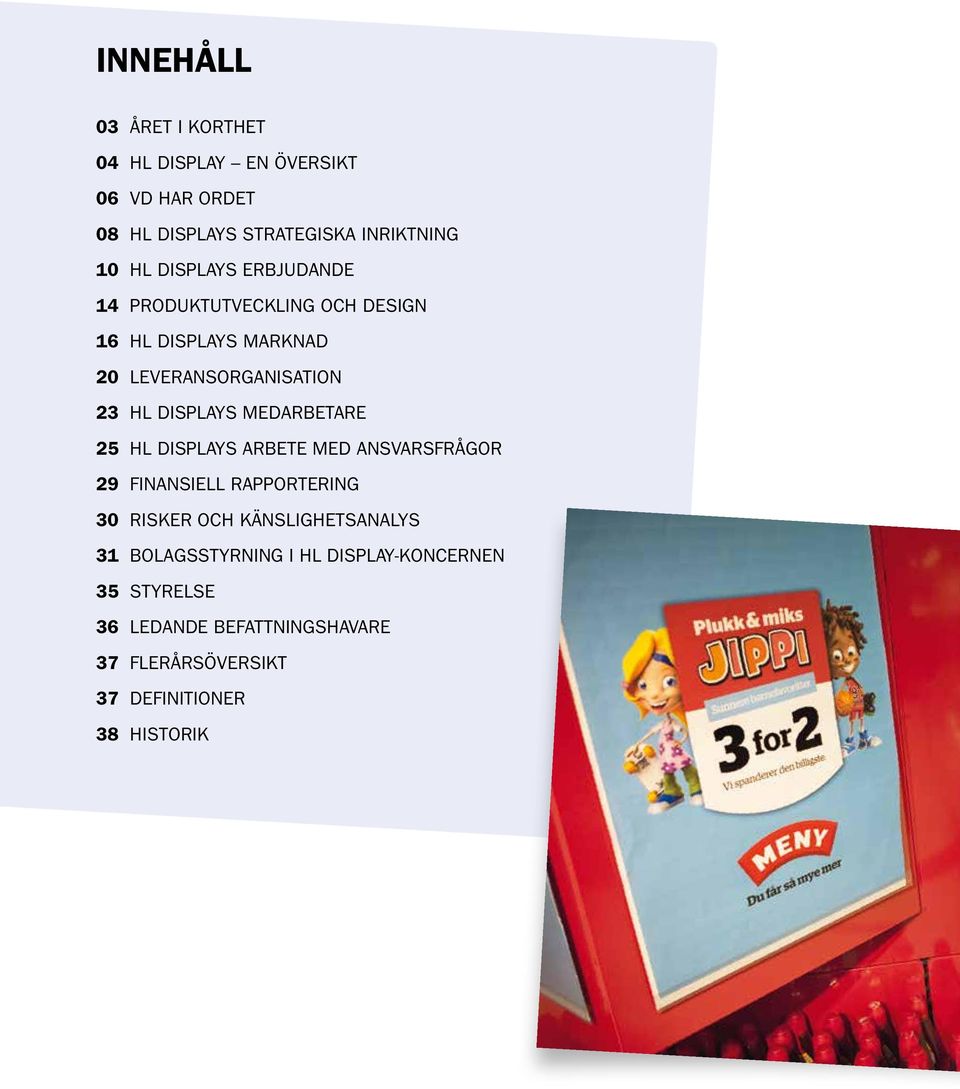 medarbetare 25 HL Displays arbete med ansvarsfrågor 29 Finansiell rapportering 30 Risker och känslighetsanalys 31