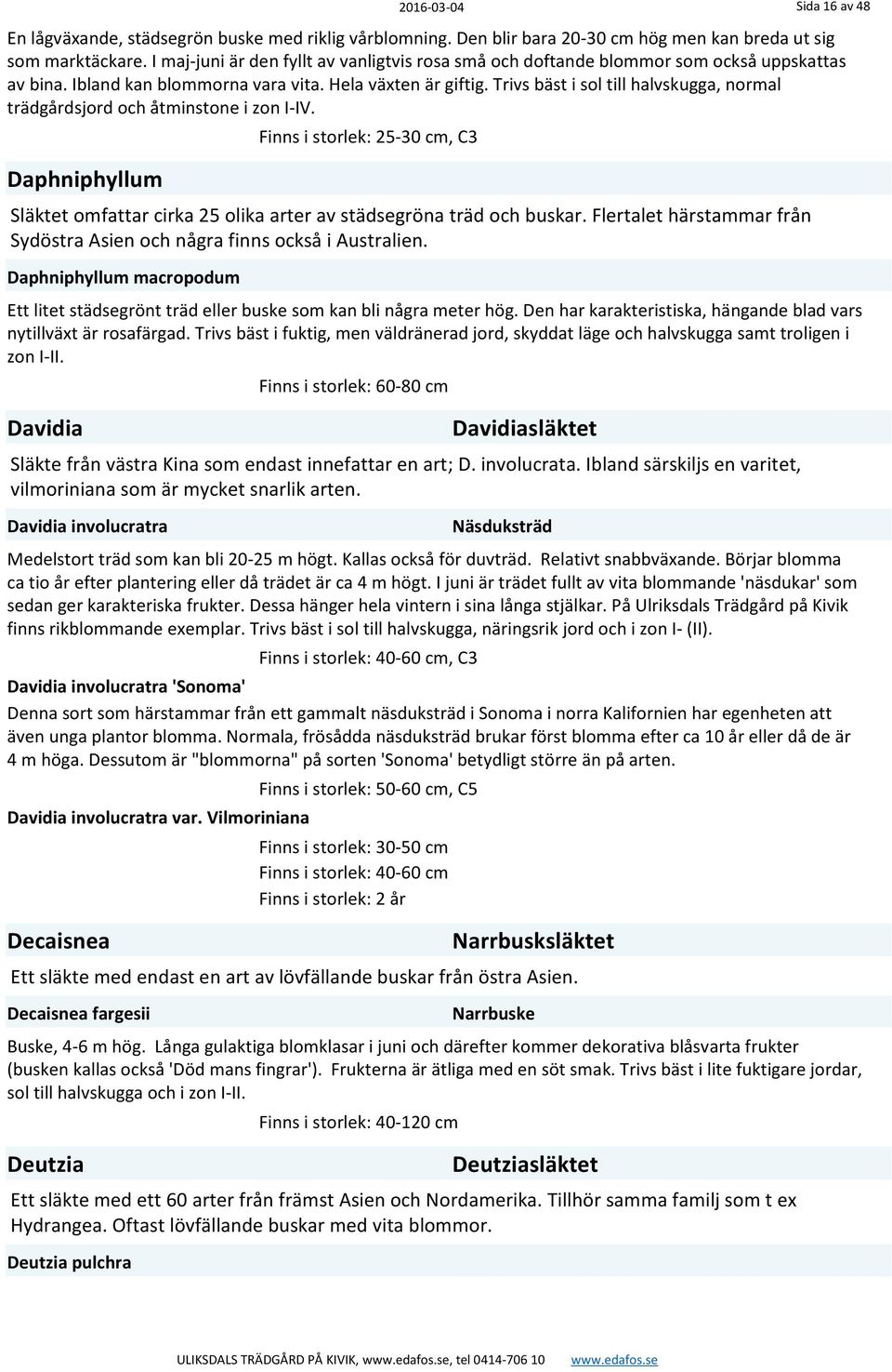 Trivs bäst i sol till halvskugga, normal trädgårdsjord och åtminstone i zon I-IV. Daphniphyllum Finns i storlek: 25-30 cm, C3 Släktet omfattar cirka 25 olika arter av städsegröna träd och buskar.