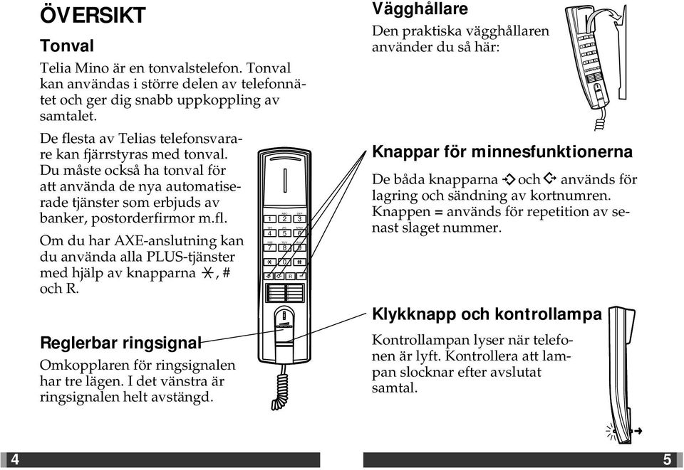 Reglerbar ringsignal Omkopplaren för ringsignalen har tre lägen. I det vänstra är ringsignalen helt avstängd.