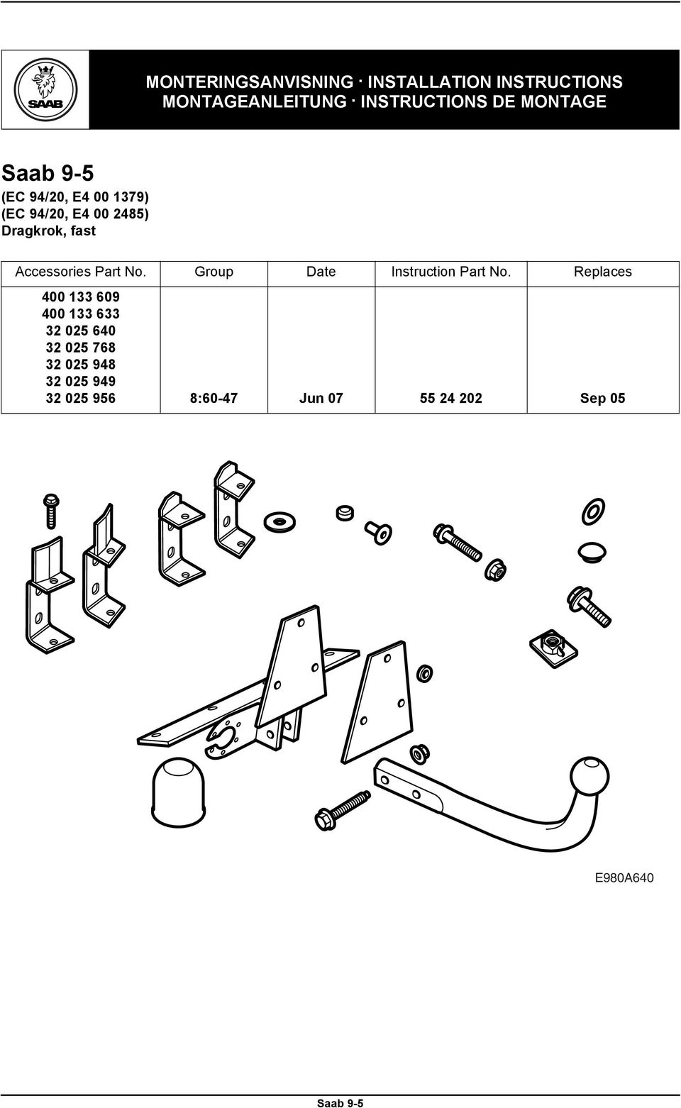 MONTAGE Accessories Part No. Group Date Instruction Part No.