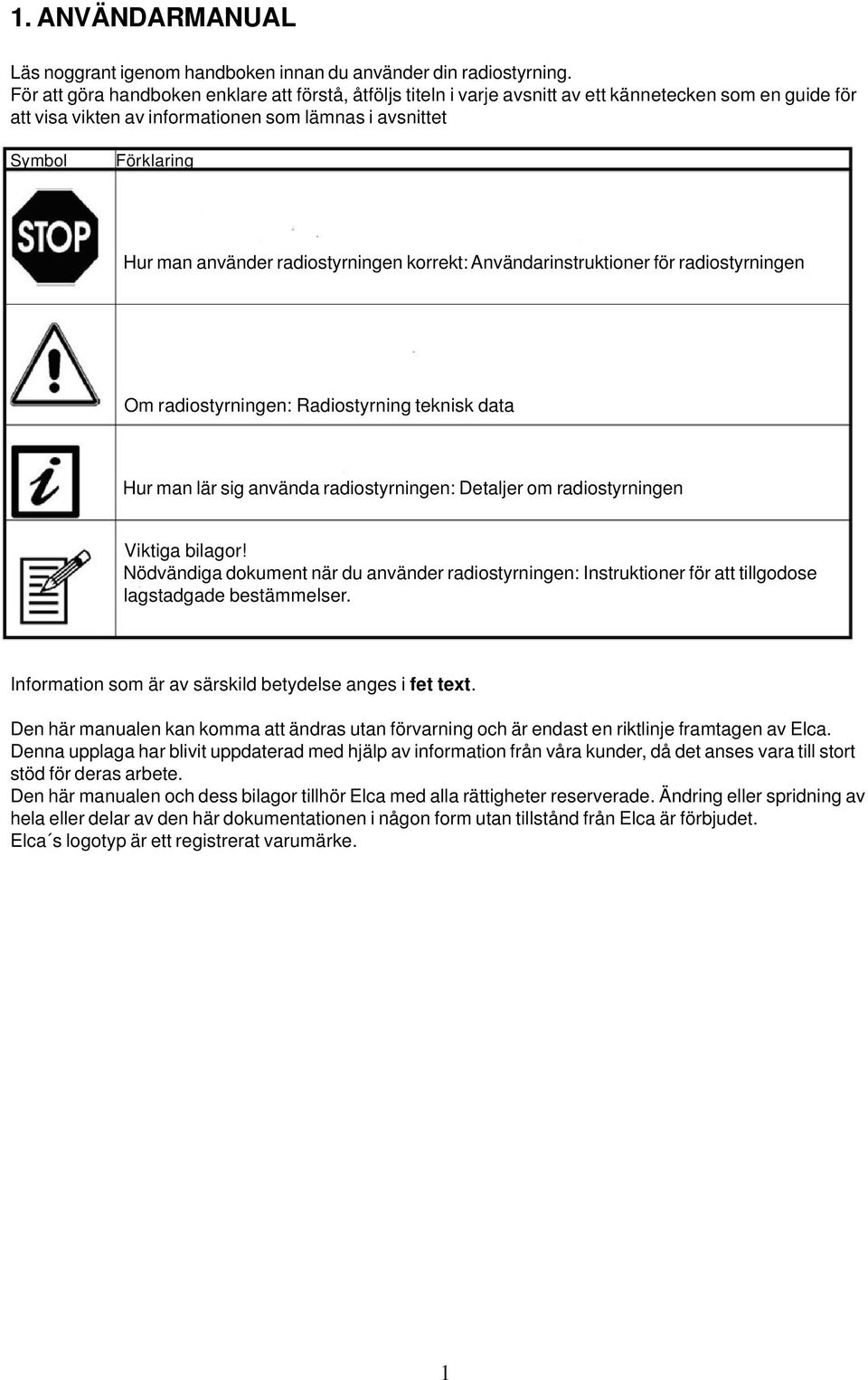 använder radiostyrningen korrekt: Användarinstruktioner för radiostyrningen Om radiostyrningen: Radiostyrning teknisk data Hur man lär sig använda radiostyrningen: Detaljer om radiostyrningen Viktiga