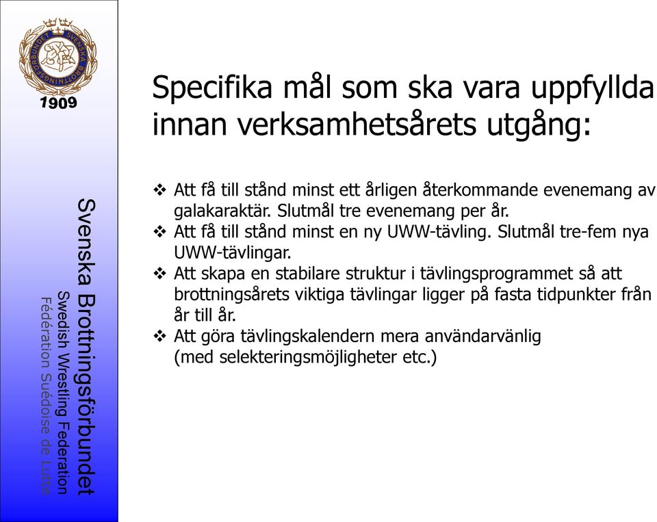 Slutmål tre-fem nya UWW-tävlingar.