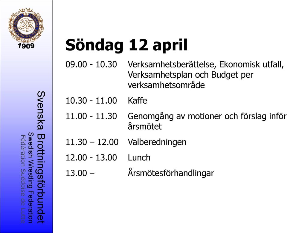 Budget per verksamhetsområde 10.30-11.00 Kaffe 11.00-11.