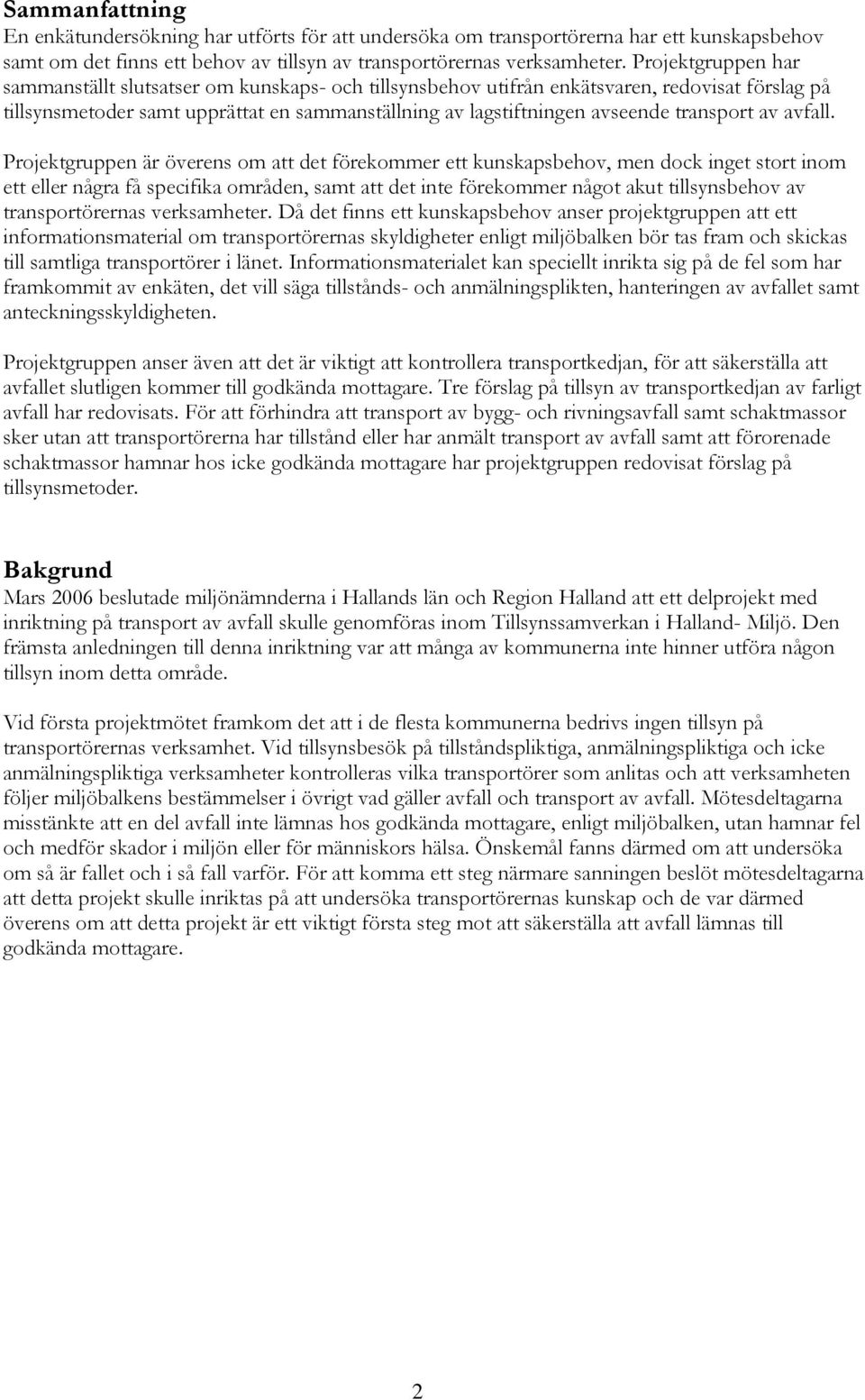 transport av avfall.