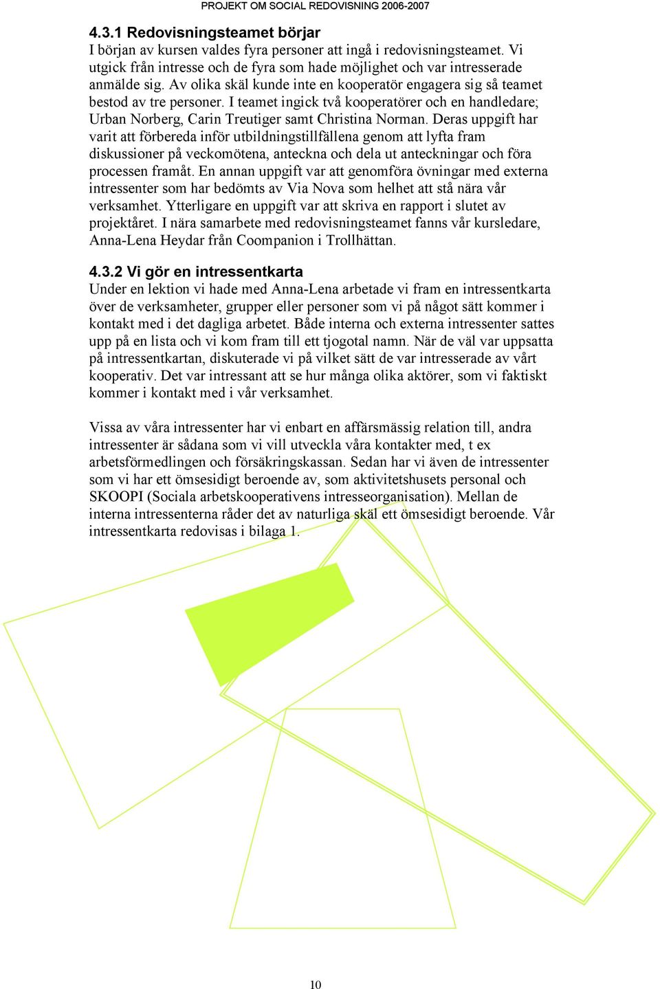 I teamet ingick två kooperatörer och en handledare; Urban Norberg, Carin Treutiger samt Christina Norman.