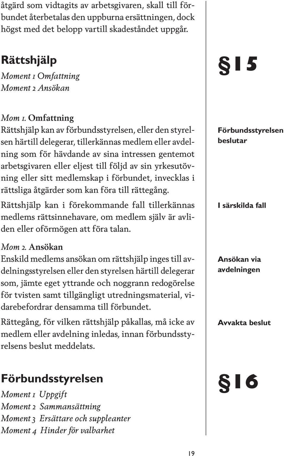 Omfattning Rättshjälp kan av förbundsstyrelsen, eller den styrelsen härtill delegerar, tillerkännas medlem eller avdelning som för hävdande av sina intressen gentemot arbetsgivaren eller eljest till