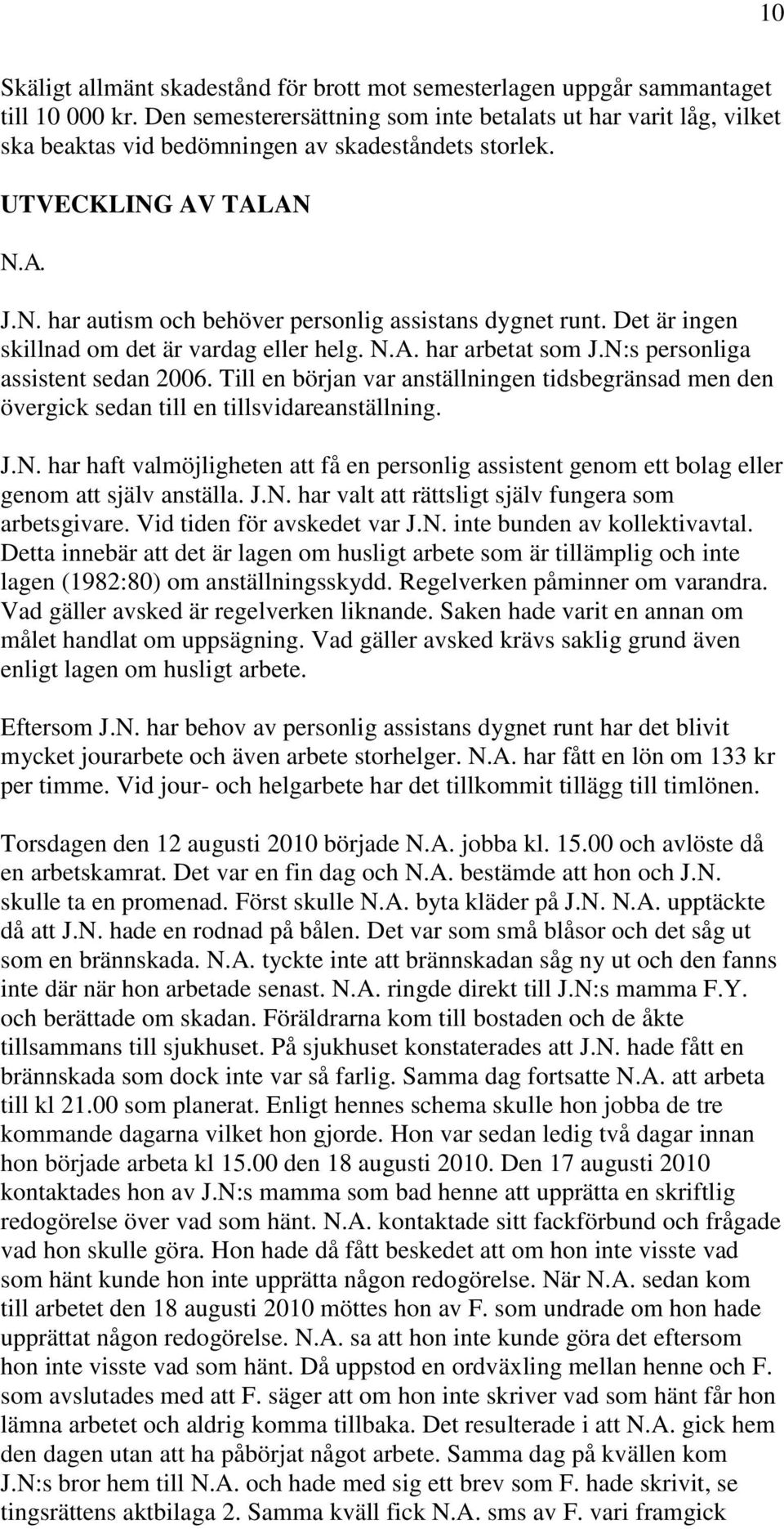 Det är ingen skillnad om det är vardag eller helg. N.A. har arbetat som J.N:s personliga assistent sedan 2006.