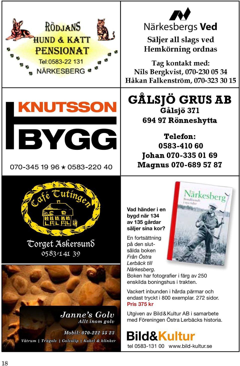 händer i en bygd när 134 av 135 gårdar säljer sina kor? En fortsättning på den slutsålda boken Från Östra Lerbäck till Närkesberg. Boken har fotografier i färg av 250 enskilda boningshus i trakten.