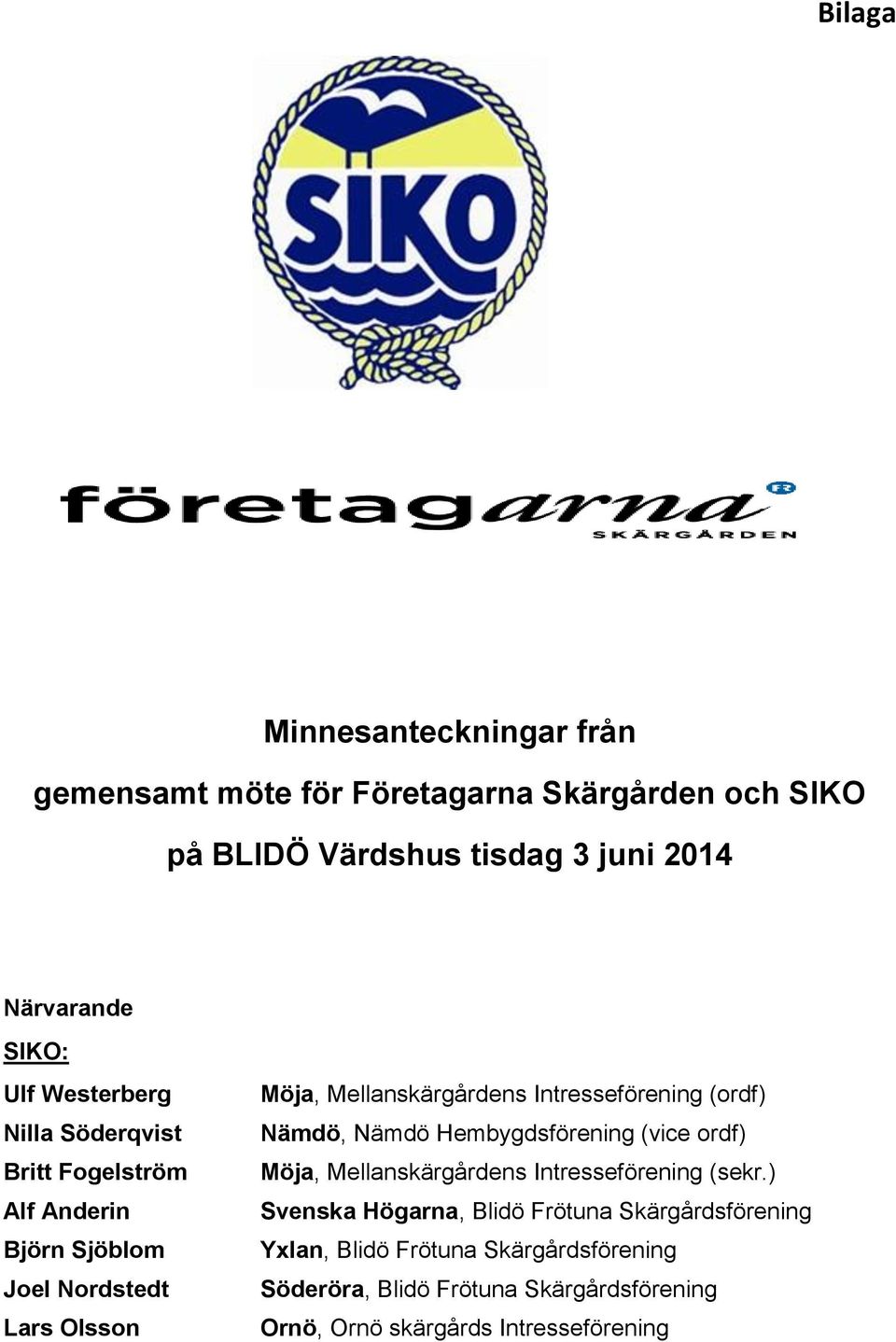 Intresseförening (ordf) Nämdö, Nämdö Hembygdsförening (vice ordf) Möja, Mellanskärgårdens Intresseförening (sekr.