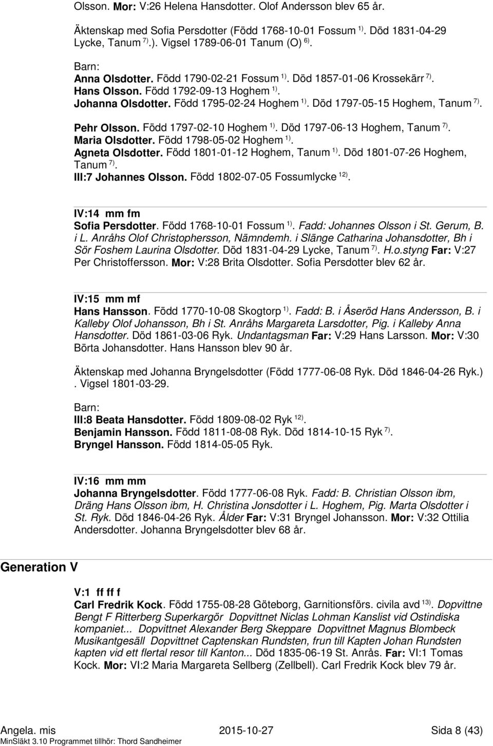 Pehr Olsson. Född 1797-02-10 Hoghem 1). Död 1797-06-13 Hoghem, Tanum 7). Maria Olsdotter. Född 1798-05-02 Hoghem 1). Agneta Olsdotter. Född 1801-01-12 Hoghem, Tanum 1).