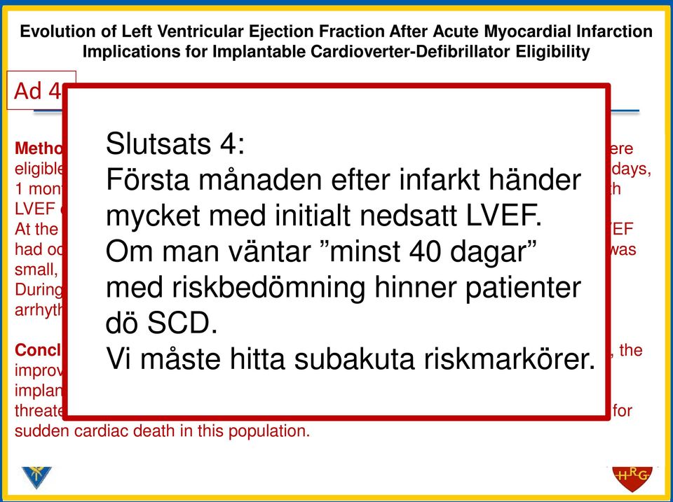 Repeat echocardiographic examinations were performed 5 days, 1 month, and Första 3 months after månaden the AMI. We prospectively efter infarkt included händer 100 patients with LVEF of 31±5.
