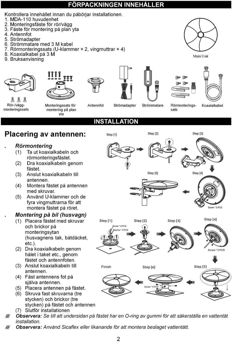 plan yta Antennfot Strömadapter 2